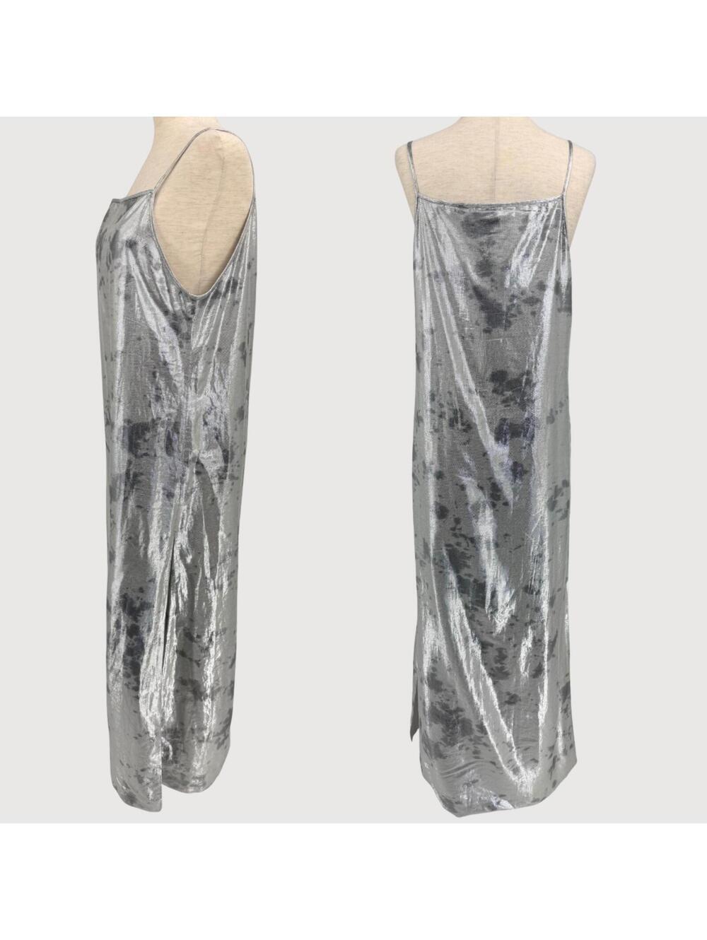 Norblack Norwhite Metallic Slip Dress Silver M - Picture 3 of 9